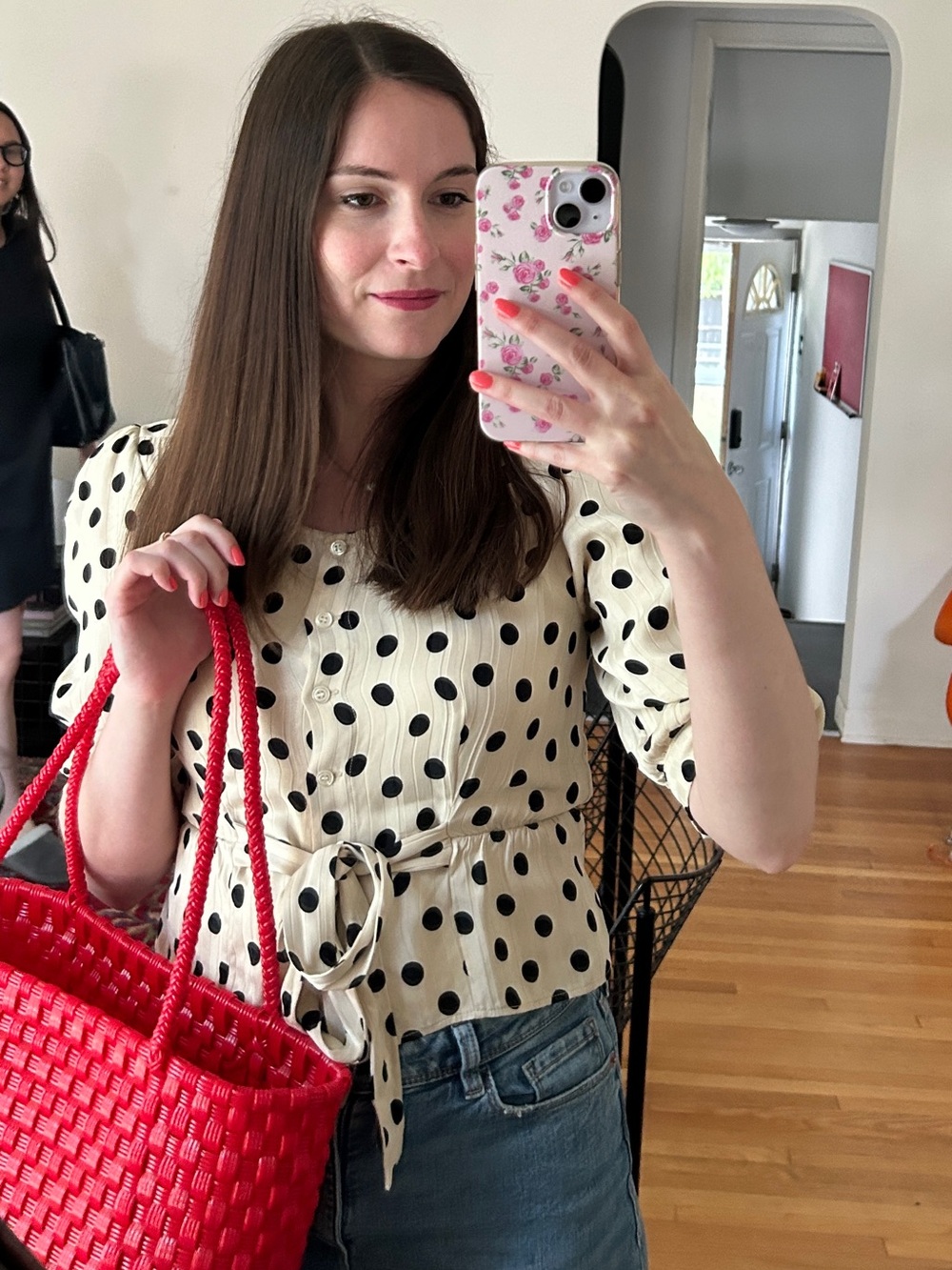 Rouje Black Polka Dot Cream Blouse